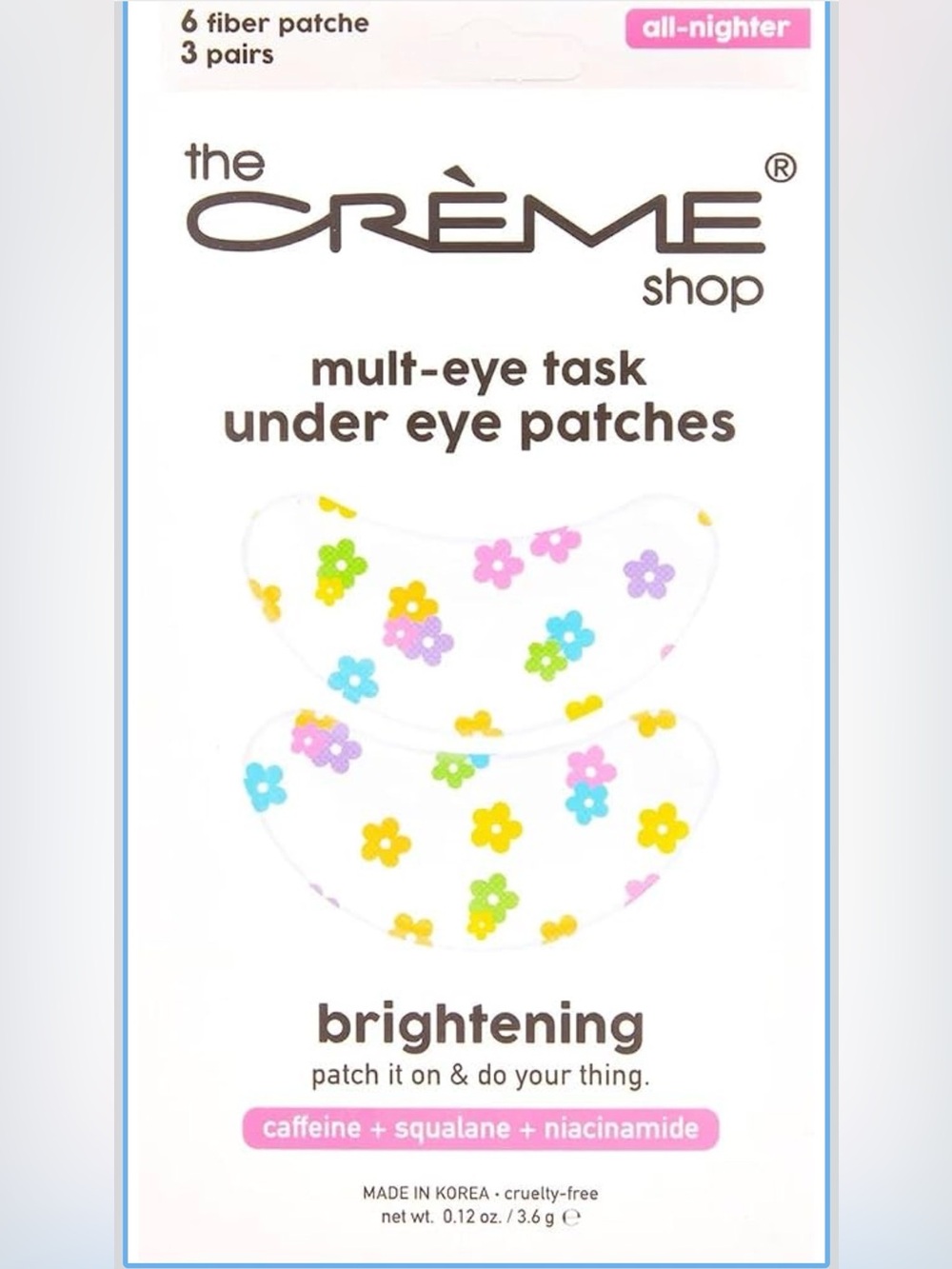 The Crème Shop Brightening Under Eye Patches - White with Multi-Color Floral